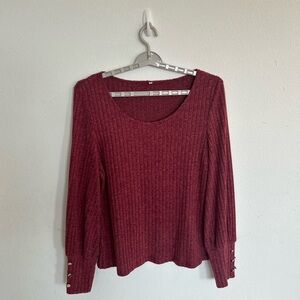 Women’s Burgundy Scooped Neck with Long Sleeves Sweater

Size XXL